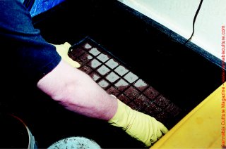 After rinsing, the tray is wiped down with Zero Tolerance in water solution.