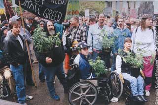 Medical marijuana marchers in Vancouver: cries for compassion.