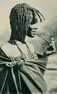 A Zulu woman enjoying Dagga (cannabis)