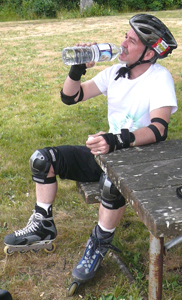 Neil takes a hydration break