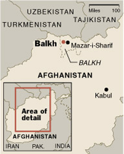 The affected area in Afghanistan