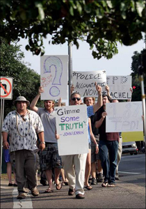 A rally and march protesting police in Rachel Hoffman case