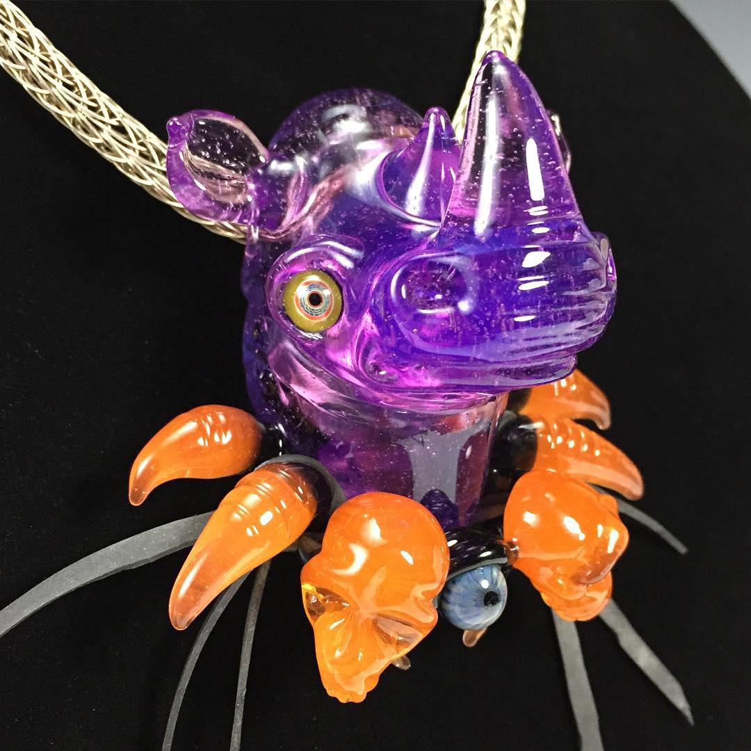B. Martin Tangie skull Potion rhino w/ viking knit chain by Amanda Sondra